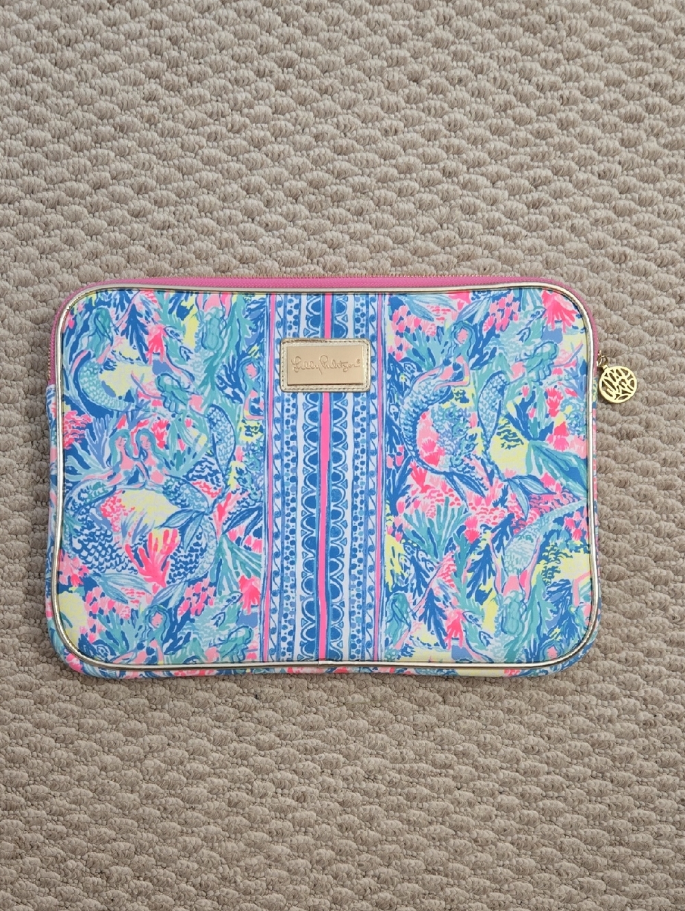Lilly Pulitzer Blue and Pink Laptop Sleeve